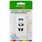 Точилка с ластиком 2 в 1 BRAUBERG KIDS «Панда», 2 отверстия, блистер