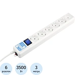 Сетевой фильтр Power Cube PRO, белый, 3м,6р, 16А (3×1.5мм2)(SPL6-16-P-3М)