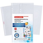 Папки-файлы перфорированные А4 BRAUBERG «PREMIUM», КОМПЛЕКТ 100 шт., матовые, 25 мкм