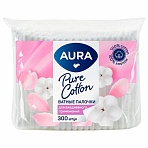 Ватные палочки КОМПЛЕКТ 300 шт., AURA, пакет, ш/к 11160