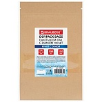 Пакеты дой-пак с замком ZIP LOCK, крафт с окном 50 мм, 150×220 + 40 мм, КОМПЛЕКТ 100 штук, 150 мкм, BRAUBERG