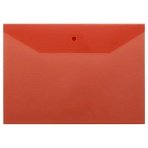 Папка-конверт на кнопке СТАММ А4, 120мкм, пластик, прозрачная, красная