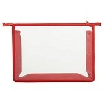 Папка для тетрадей А4 ПИФАГОР, пластик, молния сверху, прозрачная, красный