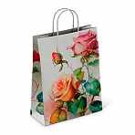 Крафт-пакет бумажный «Розы» 22×12х25 см, с кручеными ручками, плотность 100 г/м2, белый
