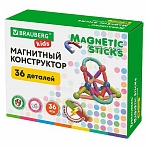 Магнитный конструктор MAGNETIC STICKS, 36 магнитных деталей, BRAUBERG KIDS