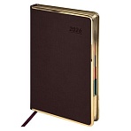 Ежедневник датированный 2026 А5 148×218 мм, GALANT «Infinity Gold», под кожу, темно-коричневый