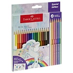 Карандаши цветные Faber-Castell «Unicorn», 18цв., шестигр., заточ. +6 паст. цв., картон, европодвес