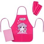 Набор для уроков труда BRAUBERG KIDS, клеенка ПВХ, накидка фартук с нарукавниками, «Anime style»