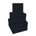 Набор квадратных коробок 3в1, MESHU «Pattern on black», (19.5×19.5×11-15.5×15.5×9см)