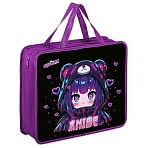Папка на молнии с ручками ЮНЛАНДИЯ А4, 1 отделение, пластик, 80 мм, Anime fan