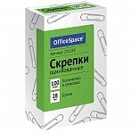 Скрепки 28мм, OfficeSpace, 100шт., оцинкованные, карт. упак. 