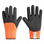 Перчатки утепленные антистатические Чибис ШЛ ПАН с латексным покрытием оранжевые/черные (20 класс вязки, размер 10, XL)