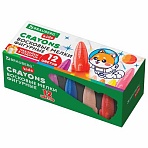 Восковые мелки фигурные BRAUBERG KIDS «РАКЕТА», НАБОР 12 цветов + НАКЛЕЙКИ В ПОДАРОК! 