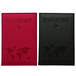 Обложка для паспорта НАБОР 2 штукиэкокожа soft-touchчерная/малиноваяSTAFF238767