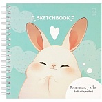Скетчбук 60л., 150×150 MESHU «Funny banny», на гребне, soft-touch, 120г/м2