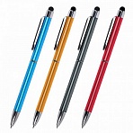 Ручка-стилус SONNEN для смартфонов/планшетов, СИНЯЯ, корпус ассорти, серебристые детали, линия письма 1 мм