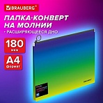 Папка-конверт расширяющаяся на молнии BRAUBERG «Grade»А4до 300 листовзелено-голубой градиент0.18 мм271966
