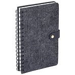Ежедневник недатированный А5 135×210мм BRAUBERG «Felt» на гребне, войлок, кнопка 160л, черный