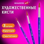 Кисти художественные набор 3 шт. синтетика (круглые № 46.8)BRAUBERG ART DEBUT201039