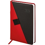 Ежедневник датированный 2026, А5, 138×213 мм, BRAUBERG «Swirl», под кожу, держатель для ручки, красный