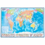 Карта мира политическая 199×134 см, 1:15.5М, с ламинацией, интерактивная, европодвес, BRAUBERG