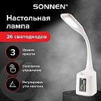 Настольная лампа-светильник SONNEN HS-01 на подставке, LСD-экран, СВЕТОДИОДНАЯ, 5 Вт, белый