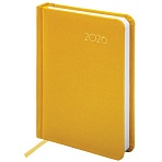 Ежедневник датированный 2026, МАЛЫЙ ФОРМАТ 100×150 мм, А6, BRAUBERG «Select», балакрон, желтый