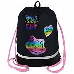 Мешок для обуви 1 отделение Berlingo «Meow love», 510×400мм, расшир. дно, светоотражающая лента, карман на молнии