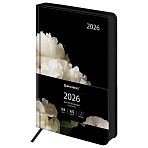 Ежедневник датированный 2026 А5 138×213 мм, BRAUBERG «Vista», под кожу, твердый, «Flowers»