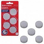 Магниты СУПЕРМОЩНЫЕ НЕОДИМОВЫЕ 30 мм, НАБОР 5 шт., серые, BRAUBERG «HEAVY DUTY»