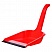 превью Совок для мусора OfficeClean, высокая ручка, с резиновой кромкой, ширина 23см, пластик, красный