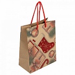 Пакет подарочный (1 штука) новогодний 18×10x23 см, ЗОЛОТАЯ СКАЗКА «Christmas Kraft», глиттер
