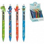 Ручка гелевая стираемая автоматическая MESHU «Dino» синяя, 0.5мм, корпус ассорти