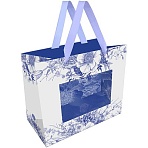 Пакет подарочный 23×18×10см MESHU «Blue flowers», матовая ламинация