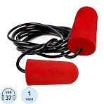 Беруши одноразовые, со шнурком, SNR 37дБ, 1 пара, пакет, JETA SAFETY