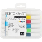 Набор маркеров кистей акриловых SketchArt, 6 цв., 22-0153