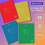 Тетрадь А5 48 л. BRAUBERG, гребень, клетка, обложка картон, «Knowledge» (микс в спайке)