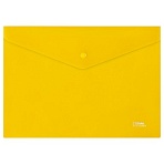 Папка-конверт на кнопке СТАММ А4, 180мкм, пластик, прозрачная, желтая