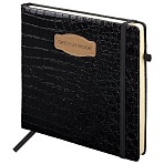 Скетчбук, слоновая кость 140 г/м2, 200×200 мм, 80 л., КОЖЗАМ, резинка, BRAUBERG ART CLASSIC, CROCO, черный