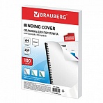 Обложки для переплета BRAUBERG, комплект 100 шт., глянцевые, А4, картон 250 г/м2, белые