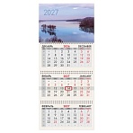Календарь квартальный 2027 г., 3 блока, 3 гребня, бегунок, офсет, BRAUBERG, «Гладь озера»