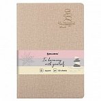 Тетрадь 60 л. в клетку обложка кожзам под рогожку, сшивка, B5 (179×250мм), БЕЖЕВЫЙ, BRAUBERG HARMONY