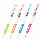 Ручка шариковая автоматическая с грипом STAFF «College BP-16 White», СИНЯЯ, ассорти, линия письма 0.35 мм, 143749