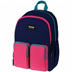 Рюкзак Berlingo Color blocks «Blue pink» 39×28×17см, 2 отделения, 4 кармана, уплотненная спинка