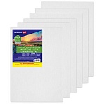 Холсты на картоне НАБОР 5 штук (20×30 см), хлопок, 280 г/м2, грунт, BRAUBERG ART CLASSIC