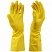 превью Перчатки резиновые хозяйственные OfficeClean ЛЮКС, многоразовые, хлопчатобумажное напыление, плотные, р. XL, желтые, пакет с европодвесом