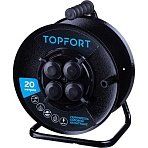 Удлинитель Topfort метал. КГ 2×2.5 кв. мм 20м 16А 4 гнезда б/з., с/загл., IP44