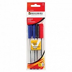 Ручки шариковые BRAUBERG «Flash», набор 4 шт., корпус прозрачный, 0.7 мм, европодвес, 2 синих, черная, красная
