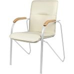 Конференц-кресло UA_EChair SAMBA Silver к/з беж./бук (V-18 1.007)