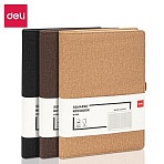 Блокнот Deli А5 96л 80 г/м тверд. облож, кл.5×5мм, петл/ручк, хаки кожа EN118G
